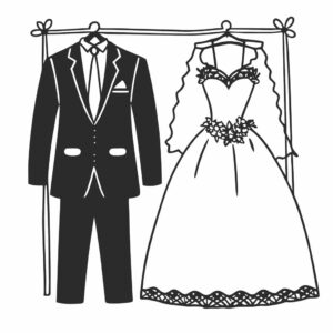 Aporte de terno e vestido do noivo e da noiva